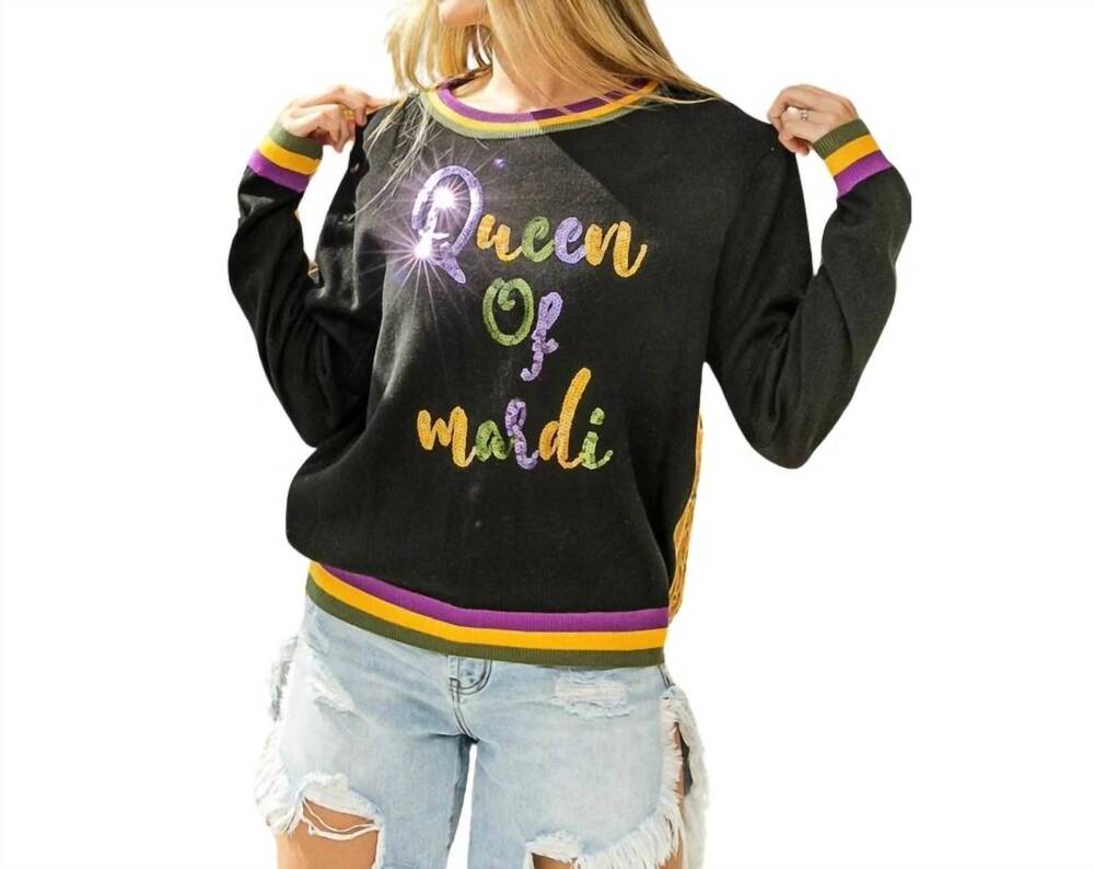 NEW BIBI queen of mardi sweater in black